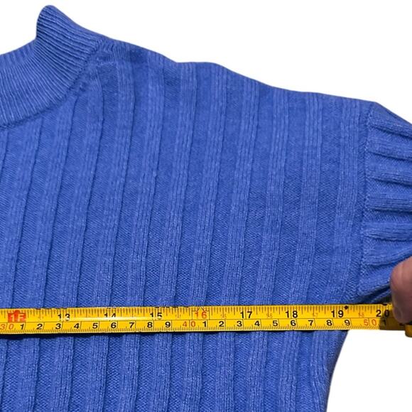 Madewell Cropped Mock Neck Sweater, Bright Blue, size S - Picture 4 of 7